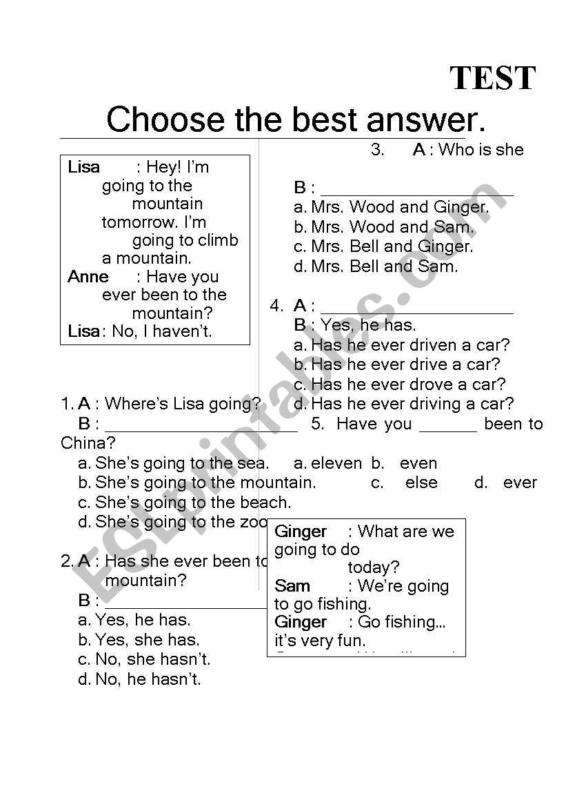 Final test: here is National test for sixth students which evaluate their grammar and reading comprehension as well as dialogue .. hope its very useful for your kids ^^
